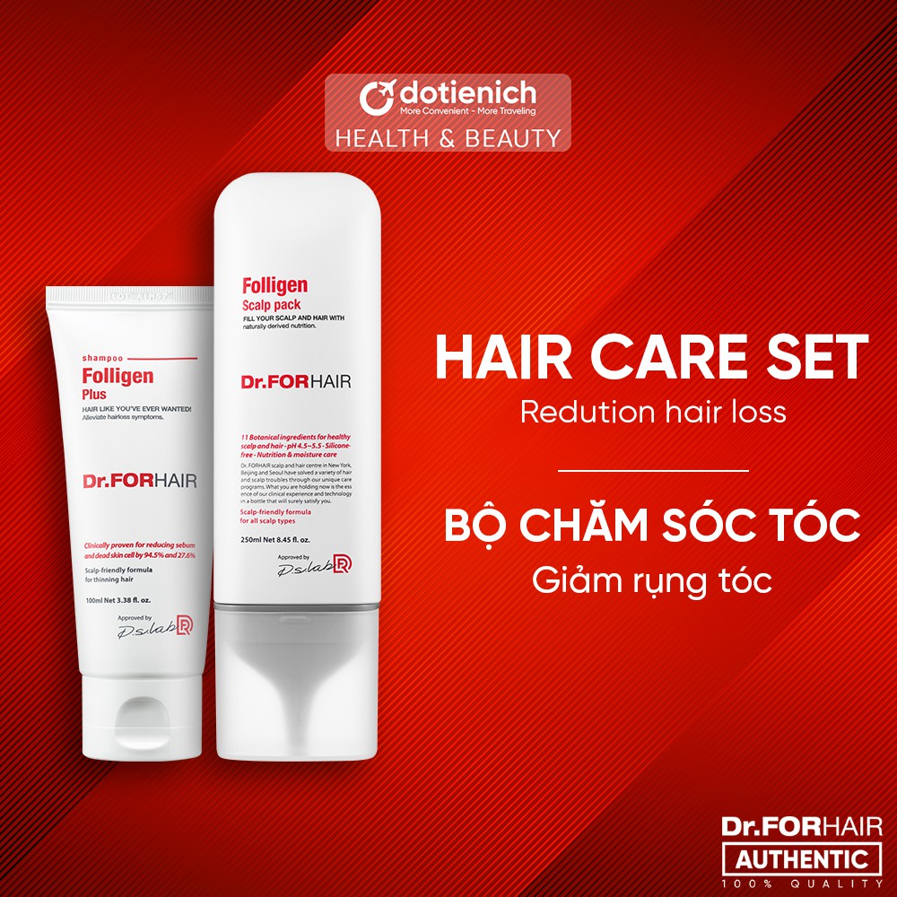 Bộ Dầu Gội - Xả Giảm Rụng Tóc Dr.FORHAIR Dưỡng Tóc Gãy Rụng Folligen Plus - Scalp Pack