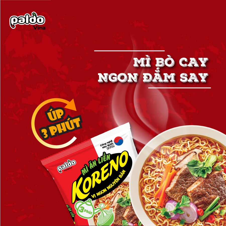Mì Koreno Vị Bò Cay Paldo 75G Chính Hãng