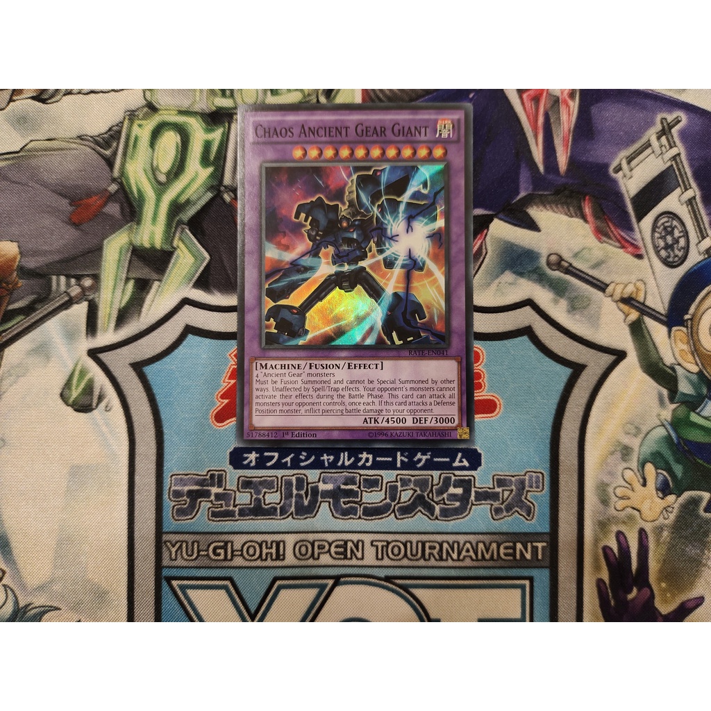 Thẻ bài Yugioh chính hãng Chaos Ancient Gear Giant - RATE-EN041 - Super Rare 1st Edition