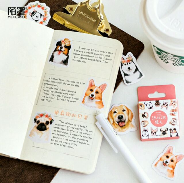 Hộp 45 sticker chú chó Dog