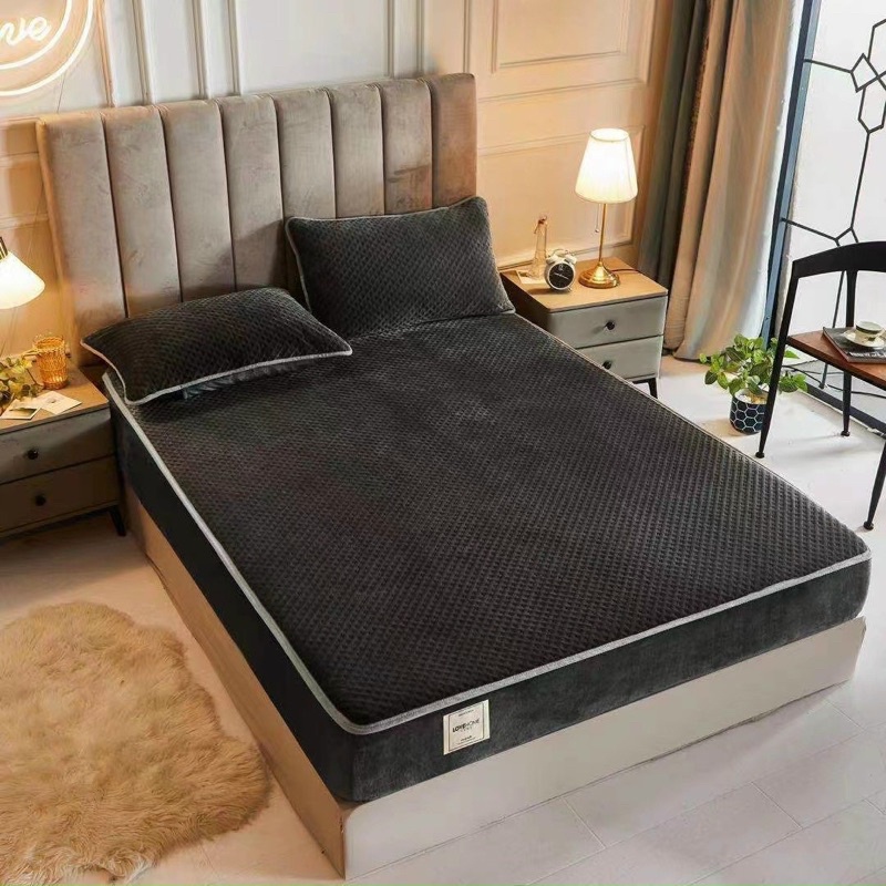 Ga gối nỉ nhung sữa bọc nệm cao cấp sang trọng tặng kèm vỏ gối hàng nhập khẩu