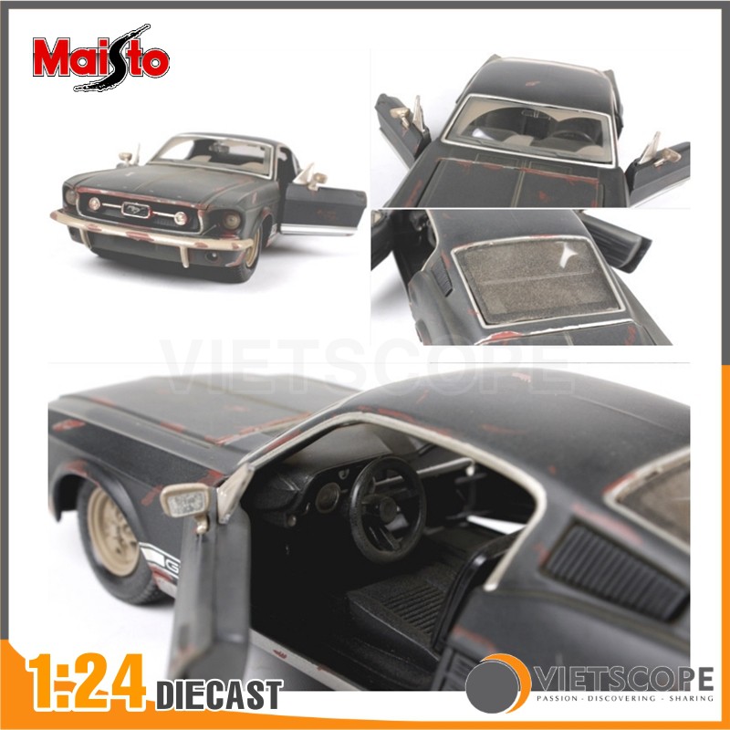 Mô hình xe Ford Mustang GT 1967 bằng kim loại tỉ lệ 1:24 Maisto phong cách cổ xưa – Mô hình diecast