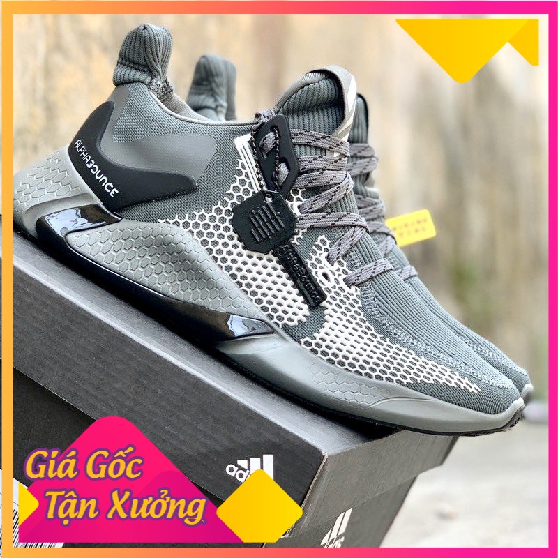 Giày thể thao Sneaker nam nữ Adidas Alphabounce 2020 màu Xám  (Free ship)(Hàng 1-1 Trung)(Tặng box bảo vệ)