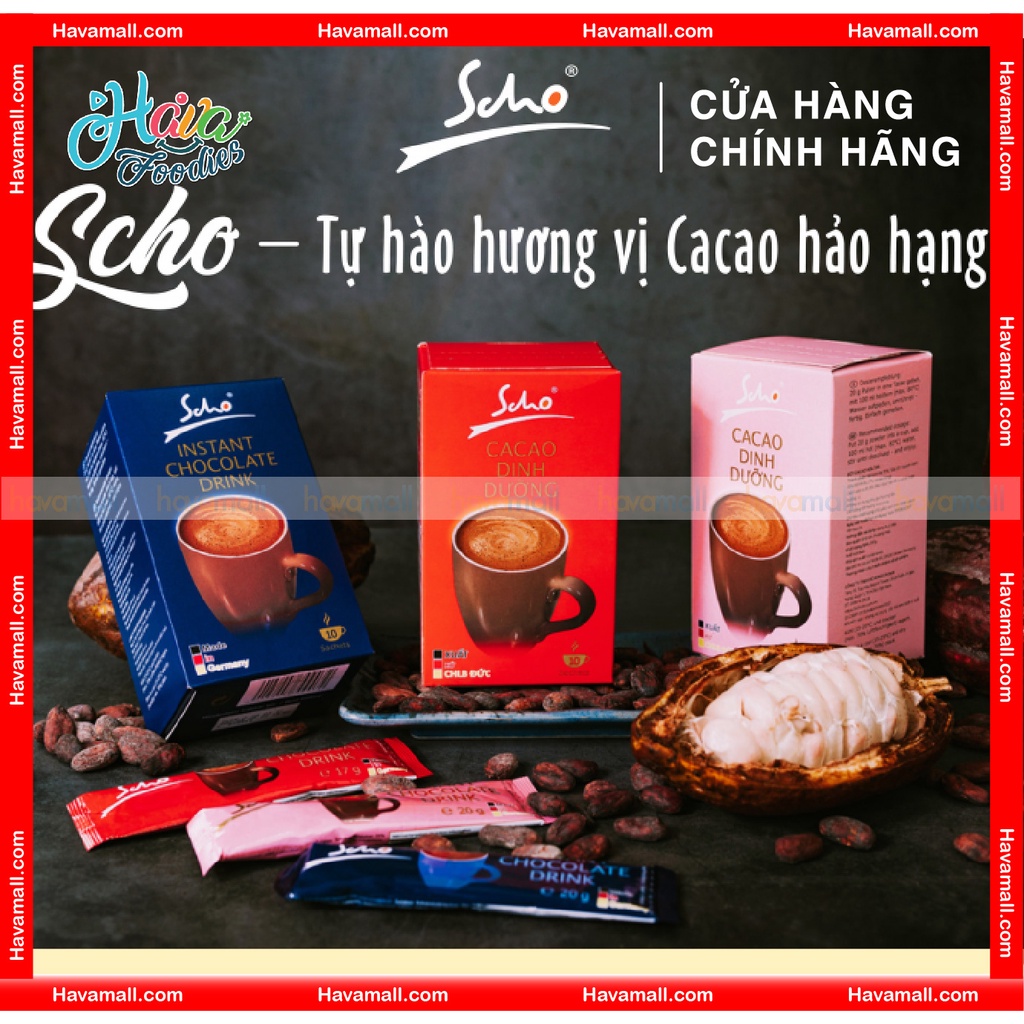 Bột Cacao Dinh Dưỡng Scho Hộp 10 Gói - Instant Chocolate Drink