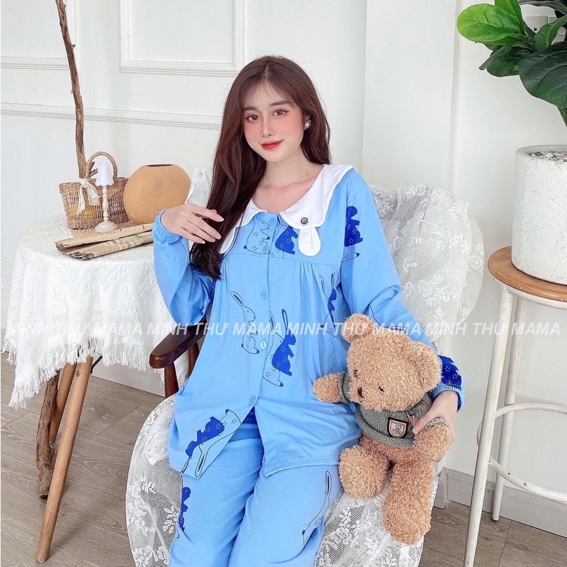 Bộ đồ bầu và cho con bú thu đông dài tay cotton có chun rút bụng hàng thiết kế thời trang trẻ trung đẹp giá rẻ BDDT009