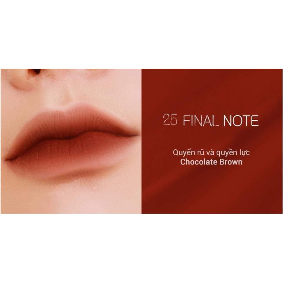 Son kem Bbia Last Velvet Lip Tint Màu 25 #đỏ nâu trầm siêu đẹp