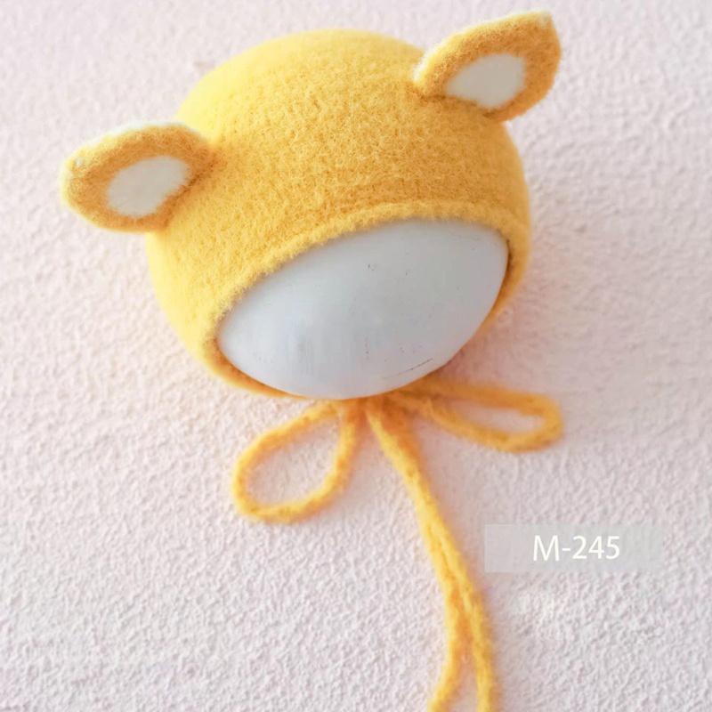 Mũ Beanie Đan Len Đính Tai Dễ Thương Dùng Làm Đạo Cụ Chụp Ảnh Cho Bé Sơ Sinh