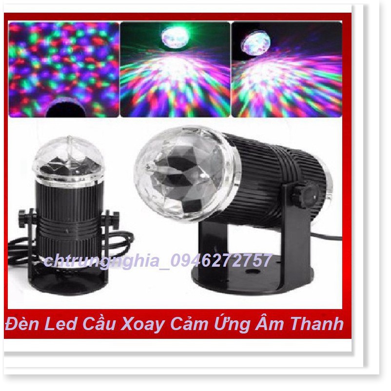 [GIÁ HỦY DIỆT] Đèn Led Cầu Xoay Pha Lê 7 Màu Cảm Ứng Âm Thanh