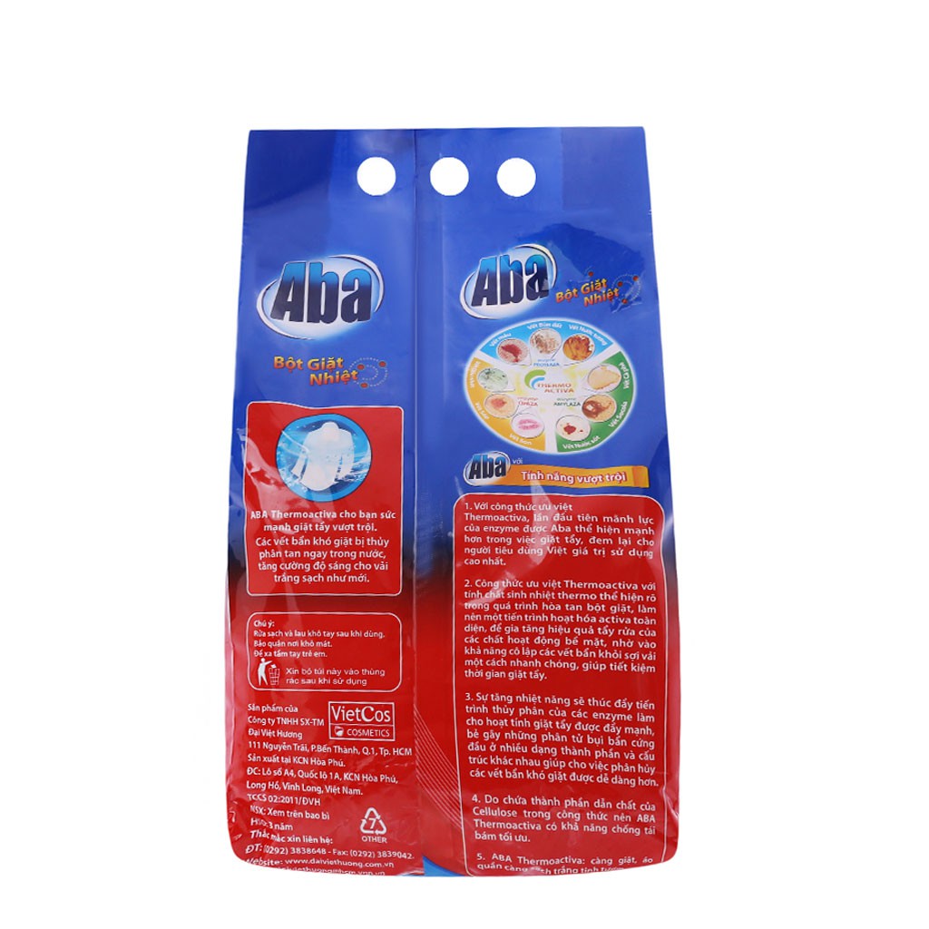 Bột Giặt Nhiệt Aba Sạch Tinh Tươm Túi 3kg