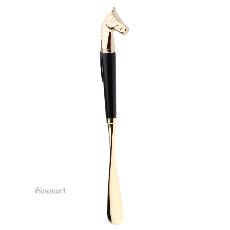 [Fenteer1] Sừng Giày Bằng Kim Loại Tay Cầm Bằng Gỗ Dài 32cm / 2.6inch Màu Đen