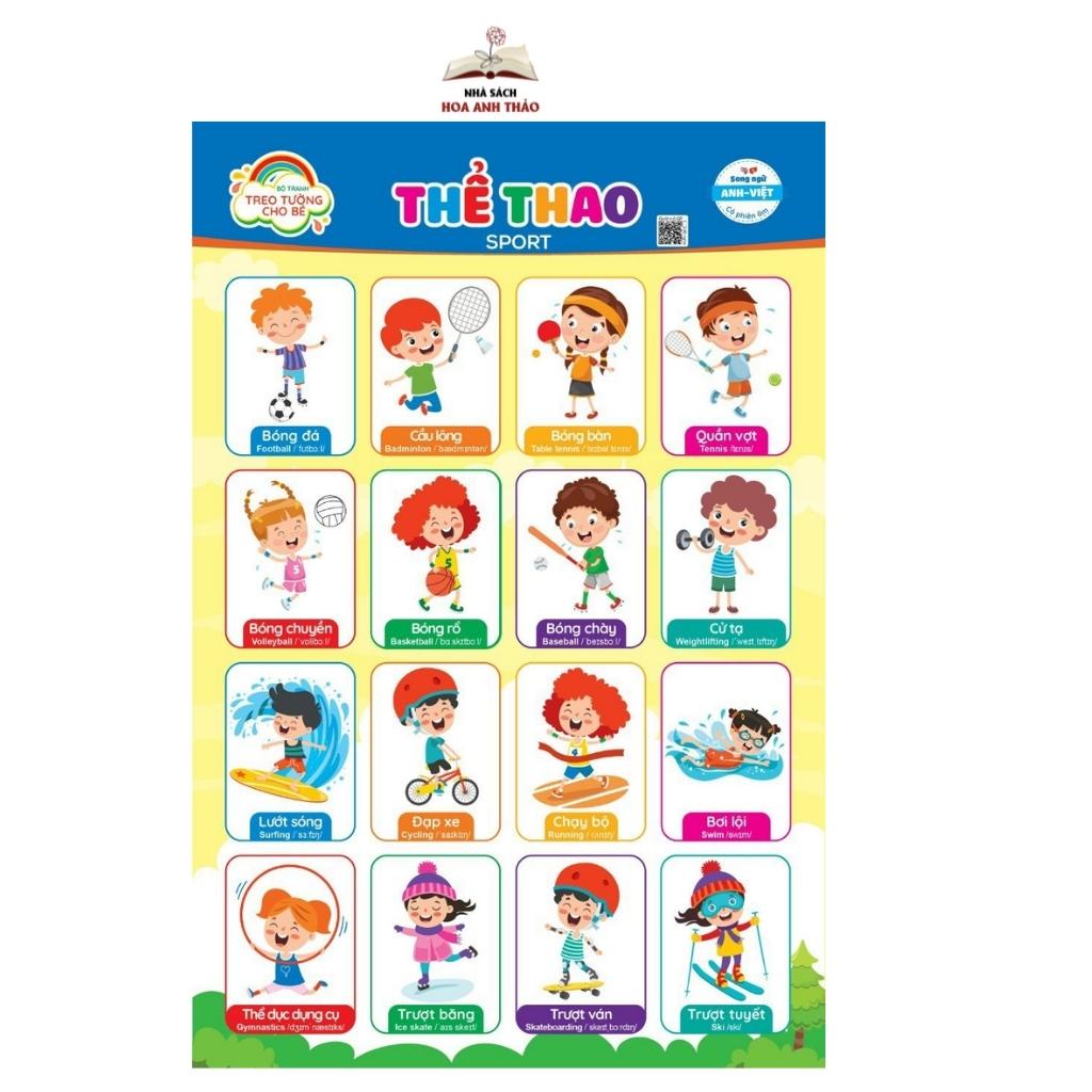 Bộ tranh treo tường kĩ năng cho bé Việt Hà - 10 chủ đề - quét mã âm thanh QR, song ngữ Anh-Việt