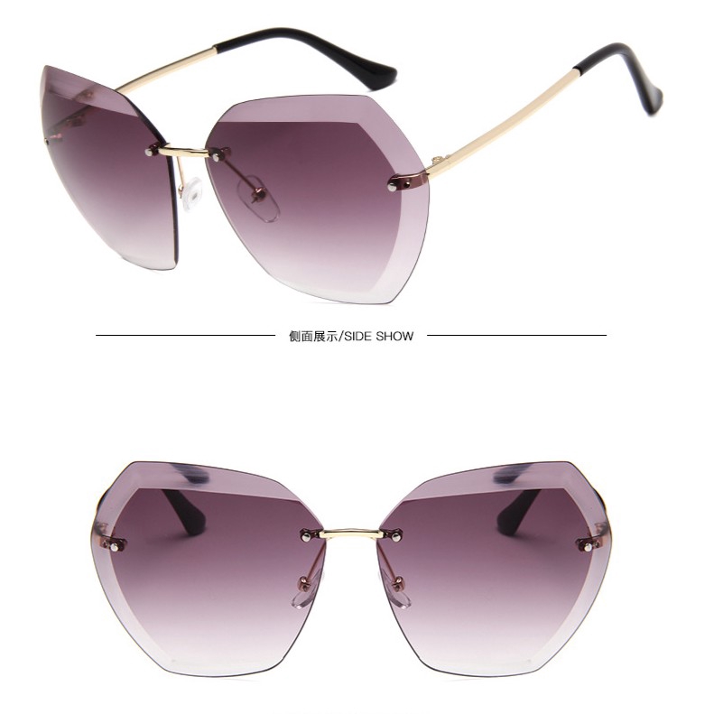 Fashion Frameless Sunglasses Women UV400 With Metal Frame