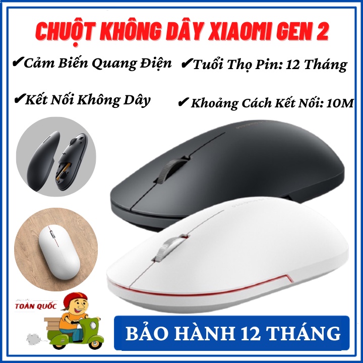 Chuột Máy Tính Không Dây Xiaomi Gen 2 - Chuột Không Dây Nhỏ Gọn, Siêu Nhạy, Pin Dùng 12 Tháng - Bảo Hành 12 Tháng