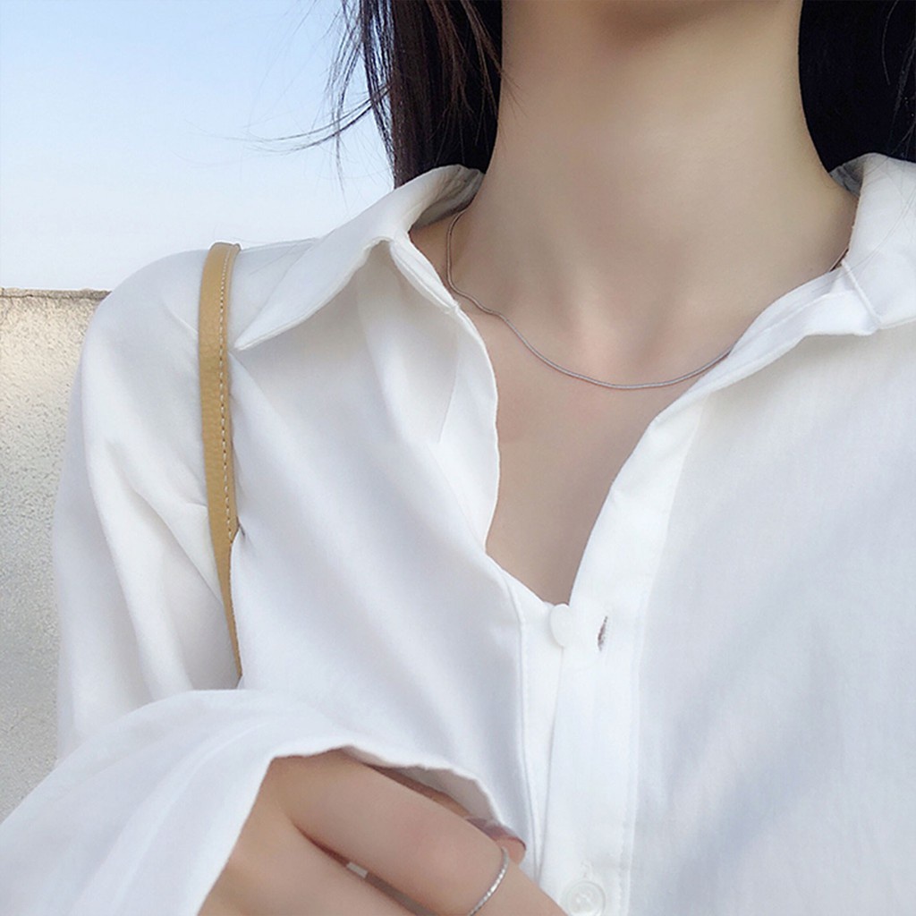 Dây chuyền dạng sợi mắt xích kiểu xương rắn trơn nhẹ sang trọng không có mặt