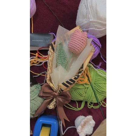 Hoa Tulip Len Handmade 💐🌷