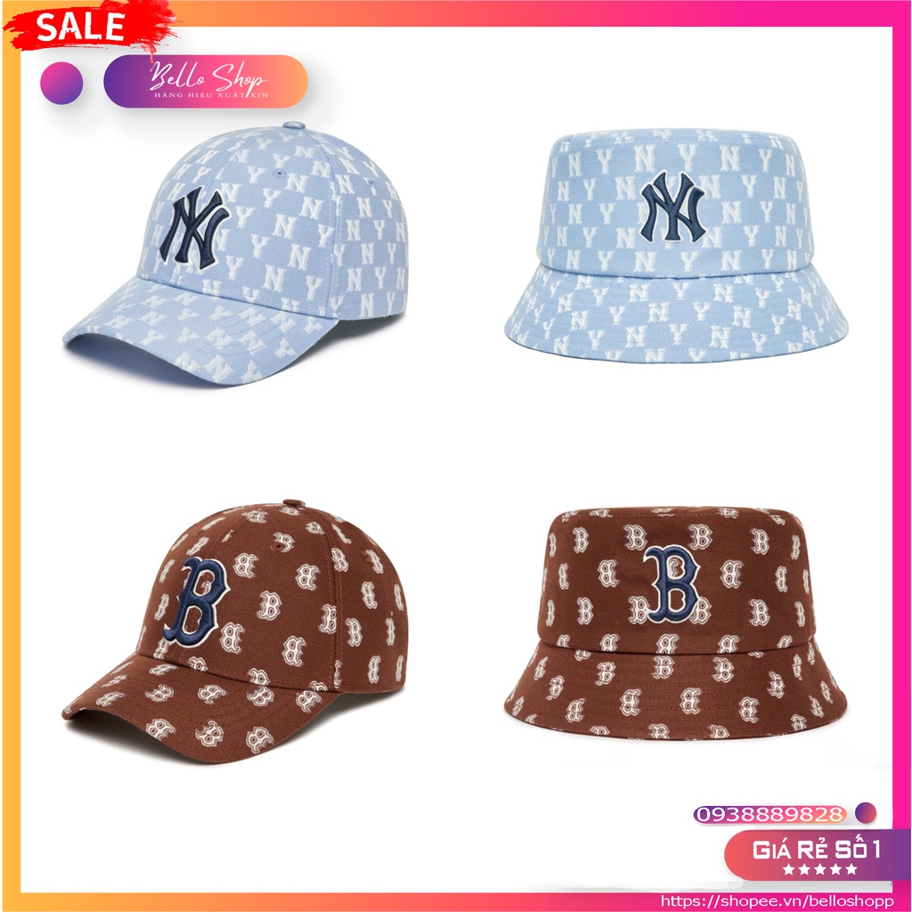Nón Vành, Mũ Kết MLB Monogram Bucket & Ball Cap Black N13 & N052