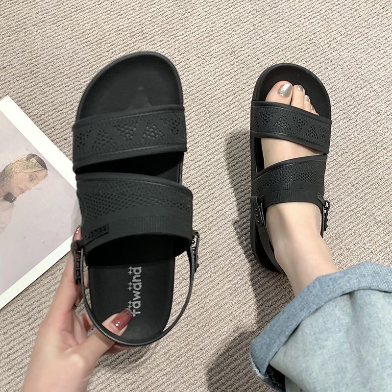 Xăng đan Nhựa Đế Bằng Chống Thấm Nước Thời Trang Cho Nữ