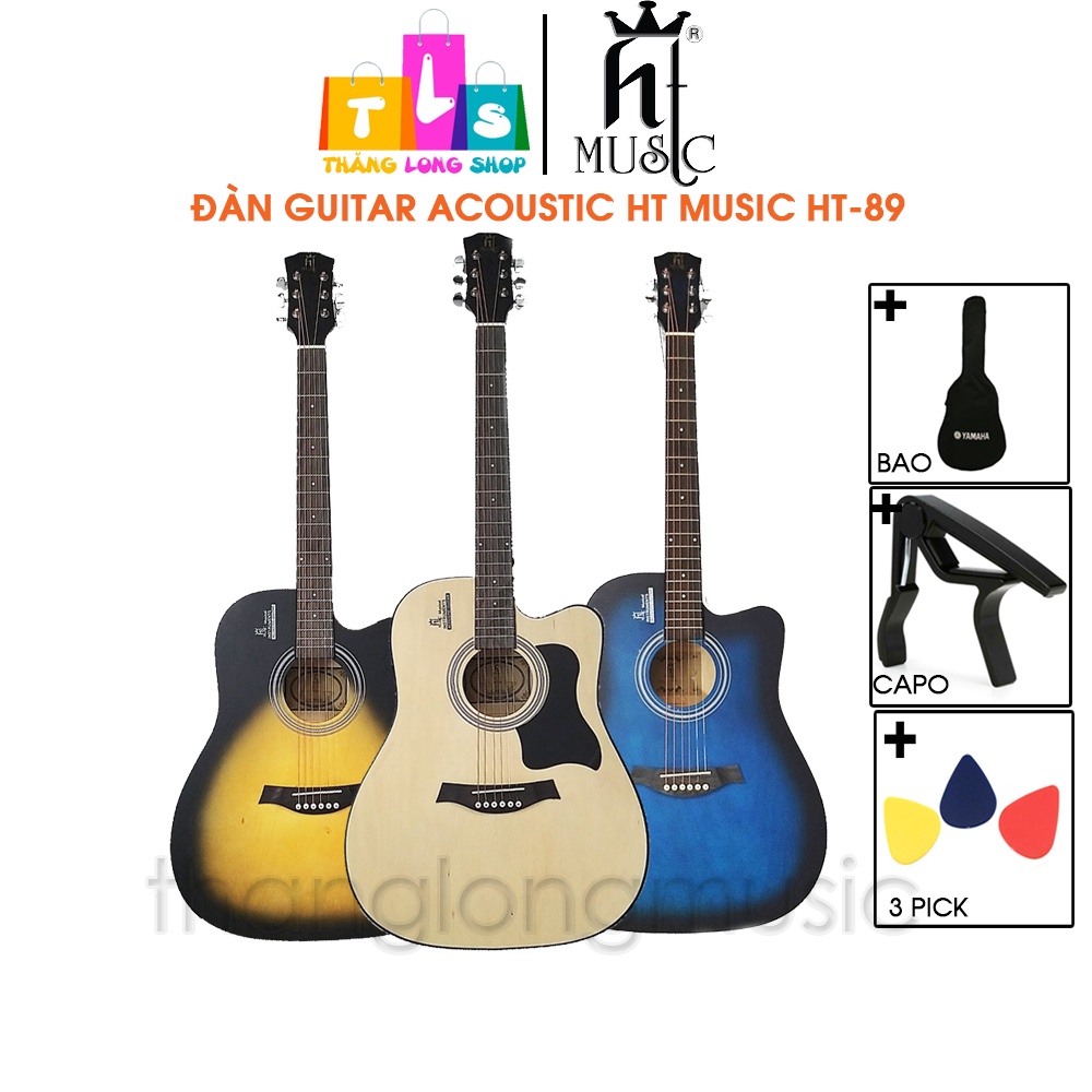 [Đàn guitar giá rẻ] Đàn Guitar Acoustic HT-Music HT89 (dáng D Cutaway) Có Ty Chỉnh Cần