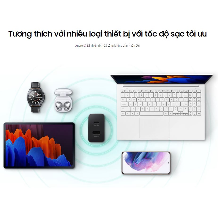 🌟XỊN🌟Bộ củ cáp dây sạc TYPE C siêu nhanh SAMSUNG 2 cổng kết nối 15W 25W 35W tương thích điện thoại máy tính bảng TAB S22