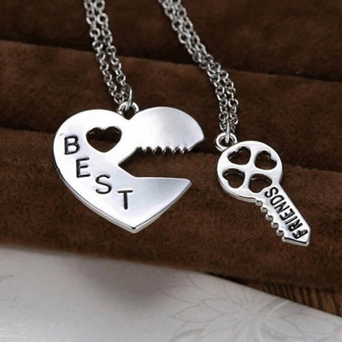Set 2 vòng cổ tình bạn mặt trái tim khắc chữ Best Friend