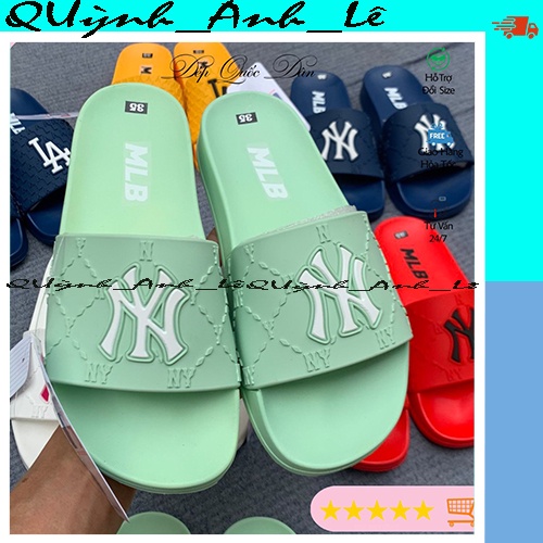 Dép Quai Ngang Nam Nữ Thời Trang, Dép Lê Nữ MLB NY Cao Su Dập Nổi Hàng Đẹp