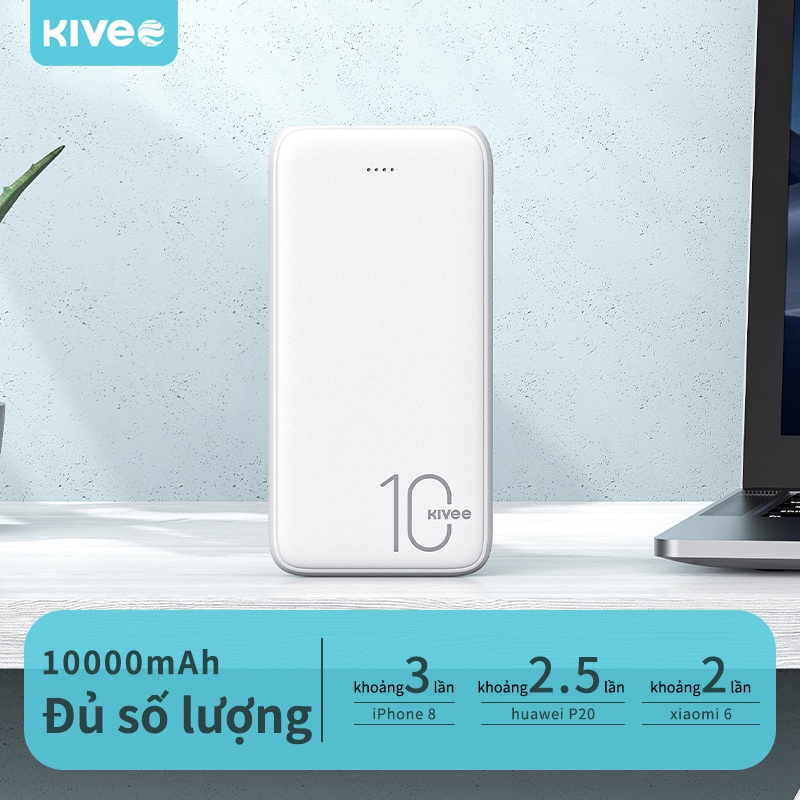 Pin dự phòng KV 10000mAh đầu ra cổng kép có cáp sạc