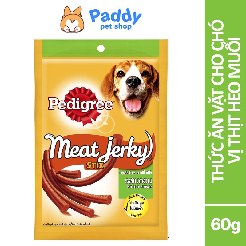 Snack Pedigree Meat Jerky Cho Chó Vị Heo Muối Bacon 60g