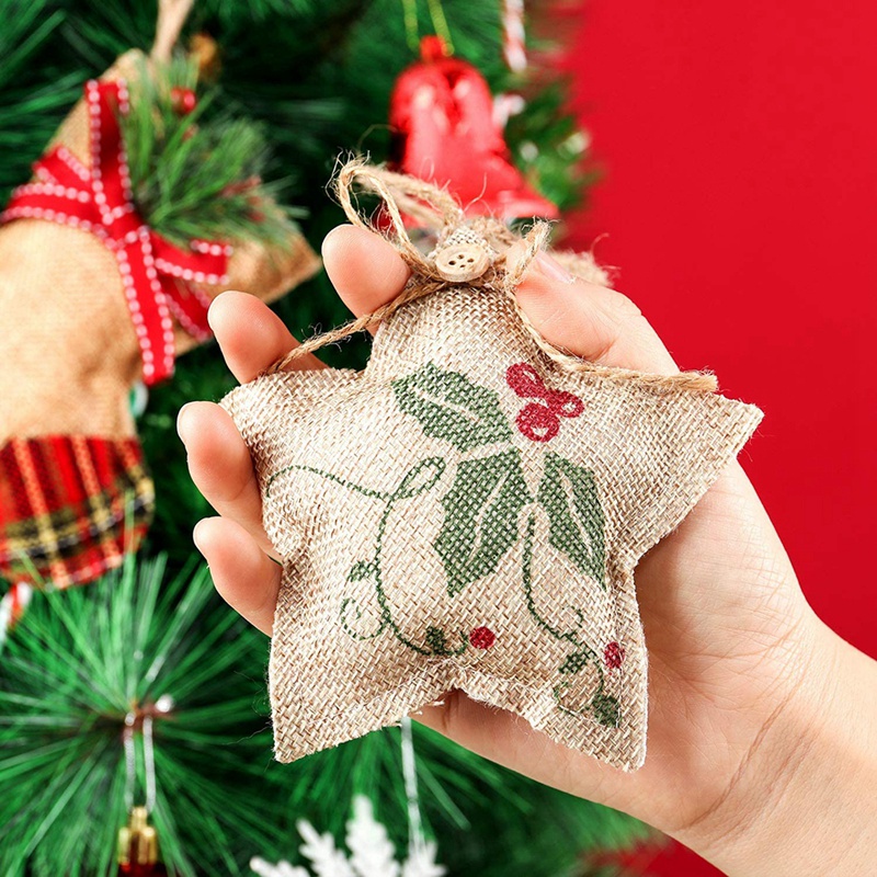 Burlap Christmas Ornaments Xmas Hanging Decoration Christmas Tree Stocking Ornaments for Xmas Decoration Ornaments