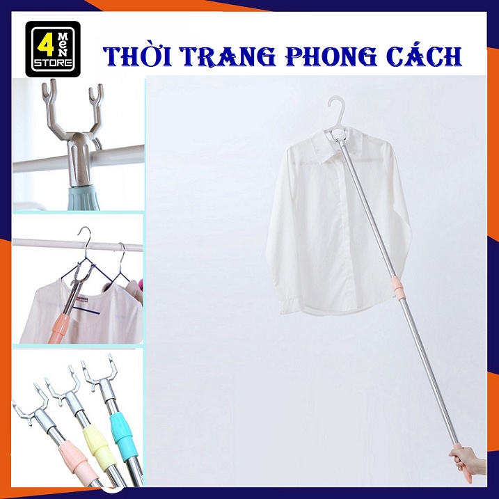 Cây phơi quần áo bằng inox kéo dài 1,5M Tiện Lợi / Cây gậy lấy đồ trên cao có thể kéo dài xếp gọn