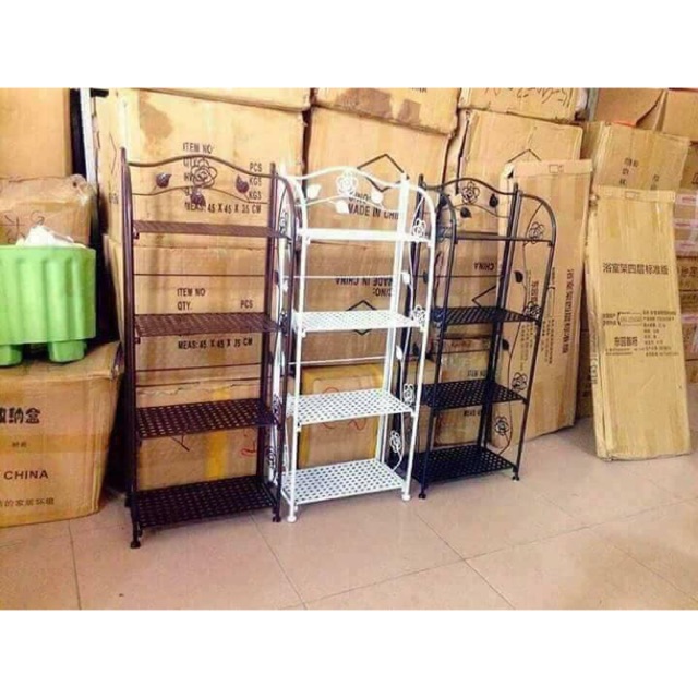 Kệ sắt phun sơn đa năng 4 tầng hoa văn, giúp gd bạn luôn gọn gàng ngăn lắp và sạch sẽ