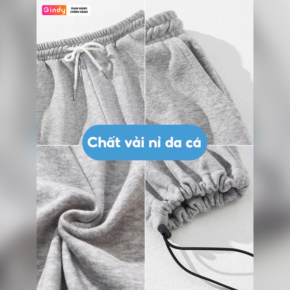 Quần jogger nam nữ GINDY thể thao dây rút chất nỉ da cá phong cách unisex cá tính thời trang thu đông QN004