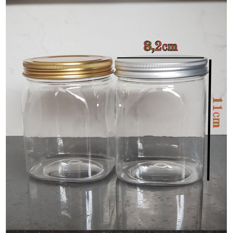 Hủ nhựa nắp nhôm vặn VUÔNG 550ML kt 8x11cm kèm seal