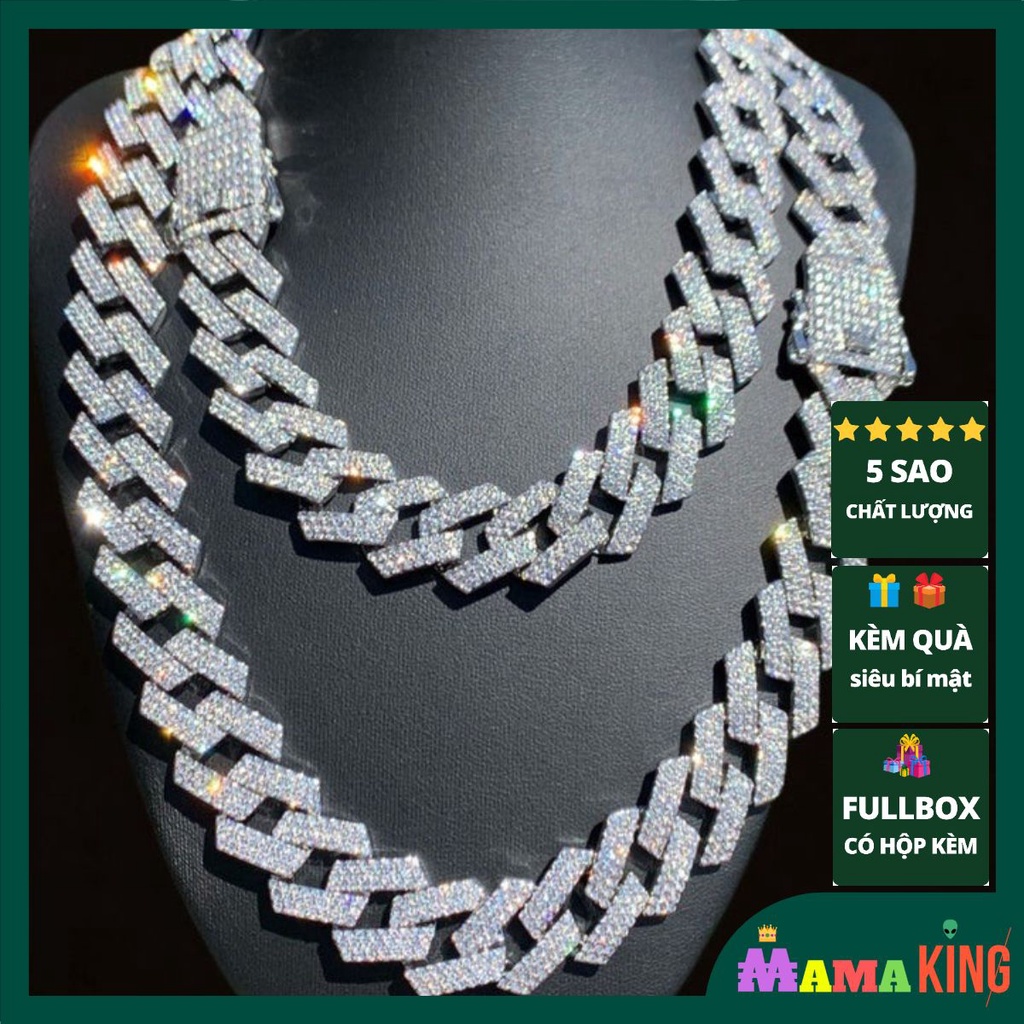 DÂY CHUYỀN CUBAN DOME ĐÍNH ĐÁ NHÂN TẠO 20MM BY MAMA KING