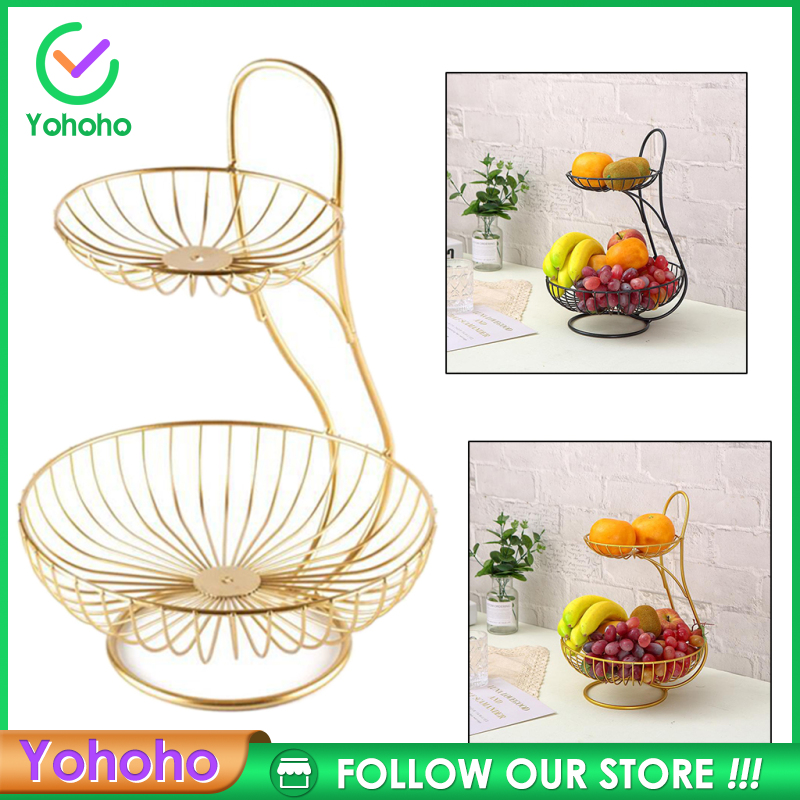 Giá Đỡ 2 Tầng / 3 Tầng Bằng Kim Loại Trưng Bày Trái Cây / Bánh Mì / Rau Củ