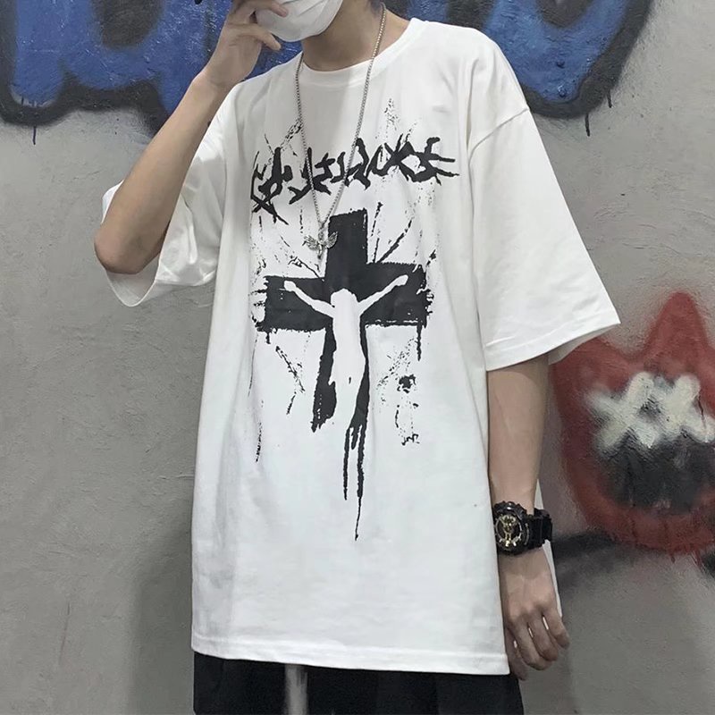 áo thun 100% cotton Tay Ngắn In Hình Cây Thánh Giá Thời Trang Dành Cho Nam Và Nữ