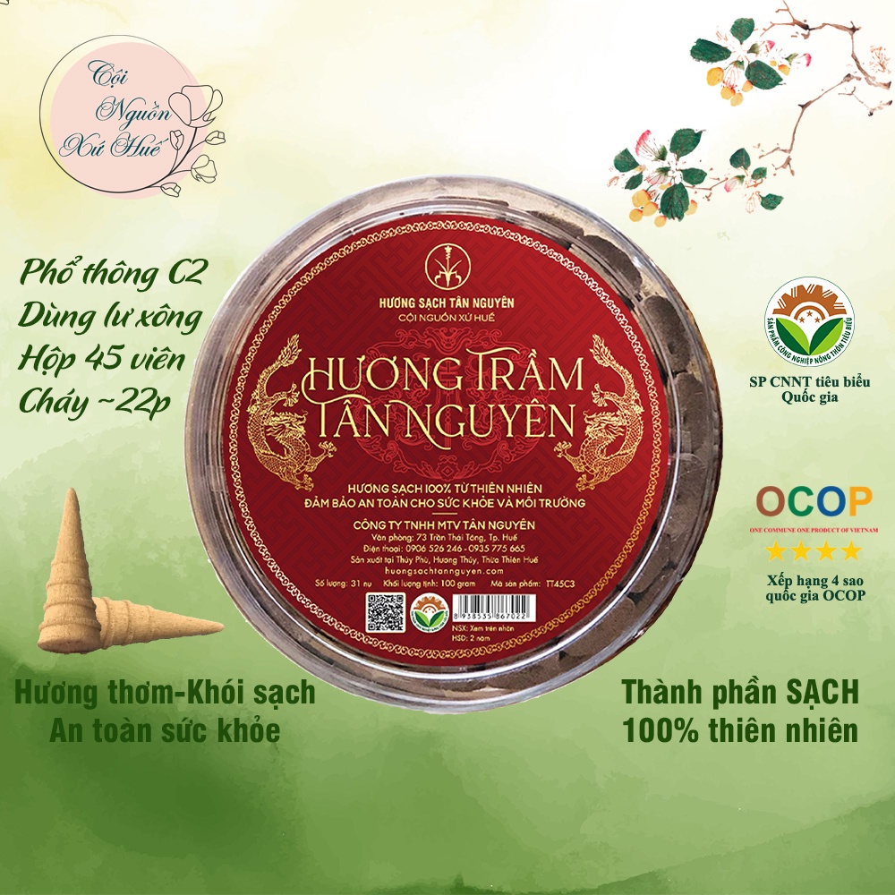 Nụ trầm hương Tân Nguyên, nhang trầm sạch, nụ trầm hương cao cấp hộp 45 viên được làm từ trầm thiên nhiên