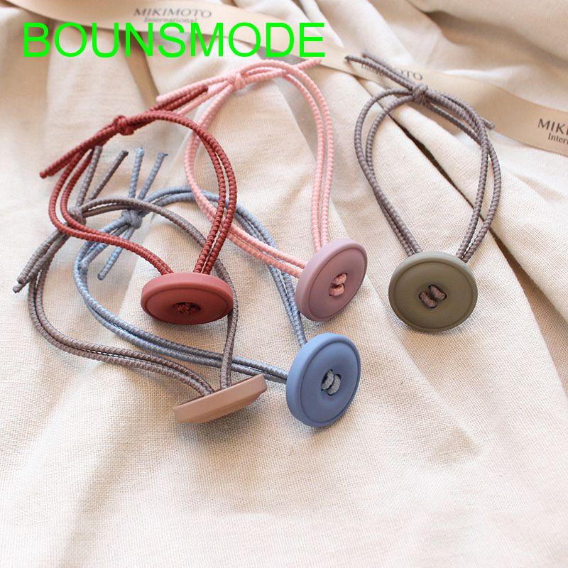 Girl Woman Button Scrunchy Chic Hair Ties