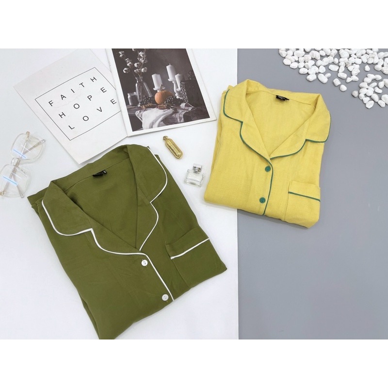 Pyjama Tay Dài Quần Dài Vải Tole Lanh 40-75kg