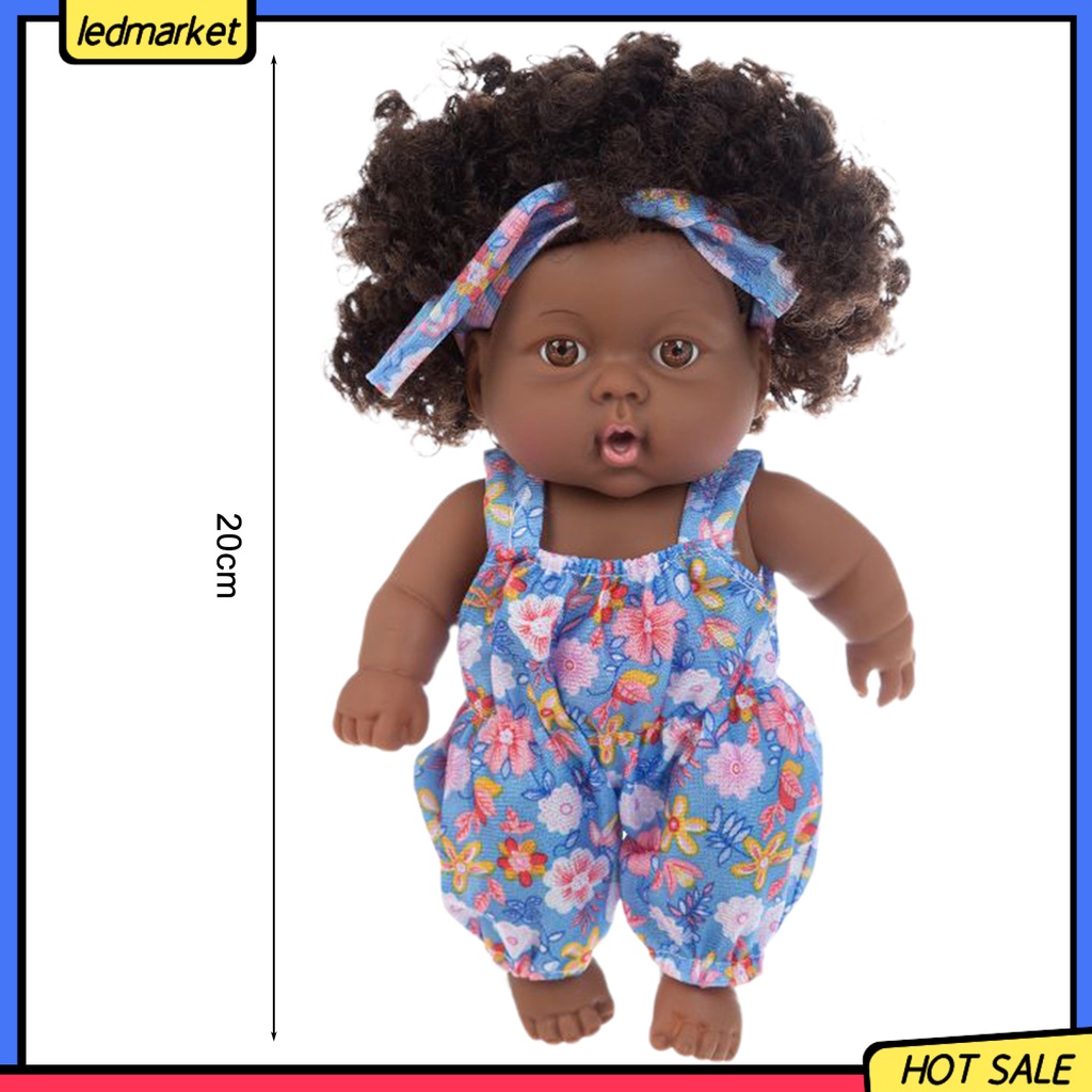 Búp Bê Cô Gái Da Đen Châu Phi Sống Động Có Thể Thu Gọn Tóc Xoăn Để Trang Trí