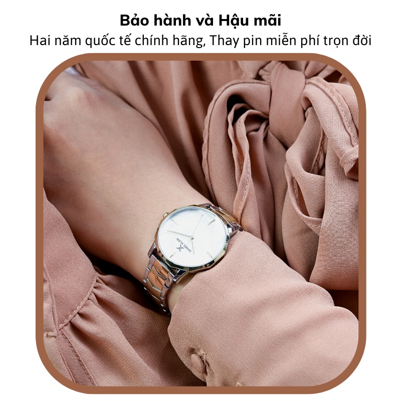 Đồng hồ nữ Daniel Klein Watch DK.1.12555 mặt nhỏ kính cứng chống xước, chống nước, dây thép đeo tay cao cấp chính hãng