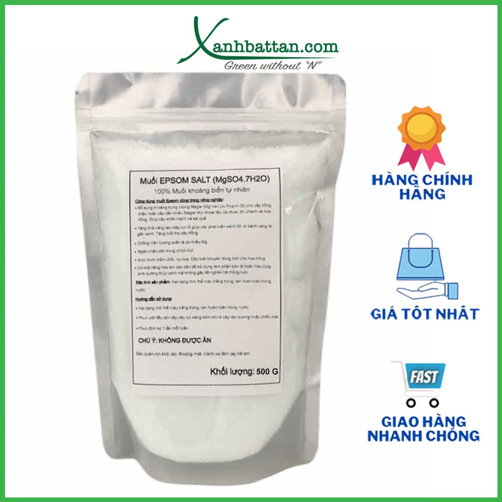 Muối Epsom  Bón Cây Trồng - Dùng Trong Nông Nghiệp Gói 500 Gram