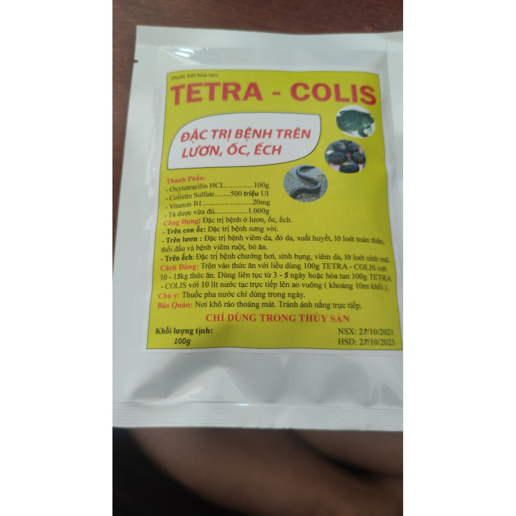 [ Hàng Chính Hãng] Tetra-Colis 100g ngừa sưng vòi, nổi nghiêng cho ốc bươu đen