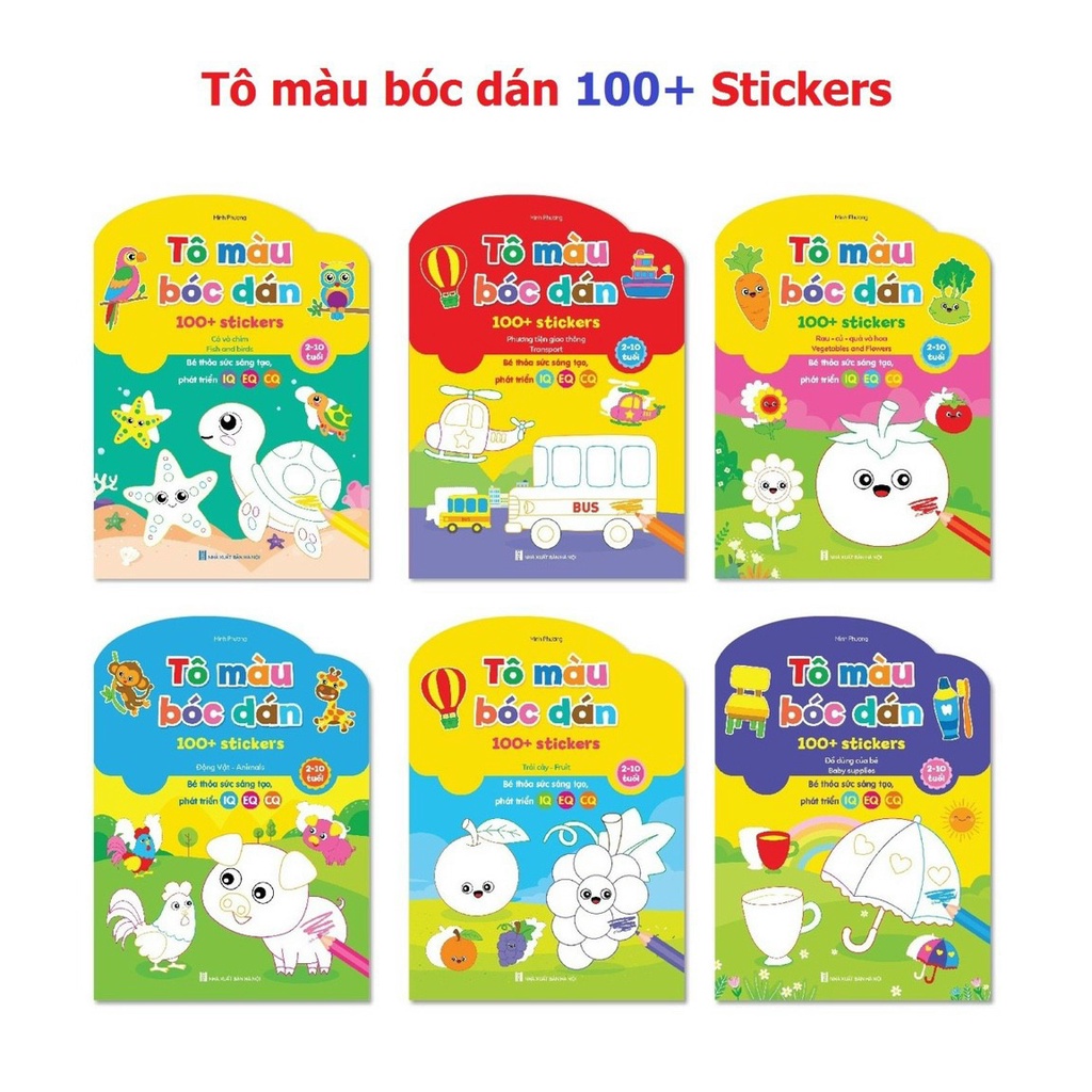 Sách - Bộ Tô Màu Bóc Dán 100+ Stickers (Song Ngữ Anh – Việt)