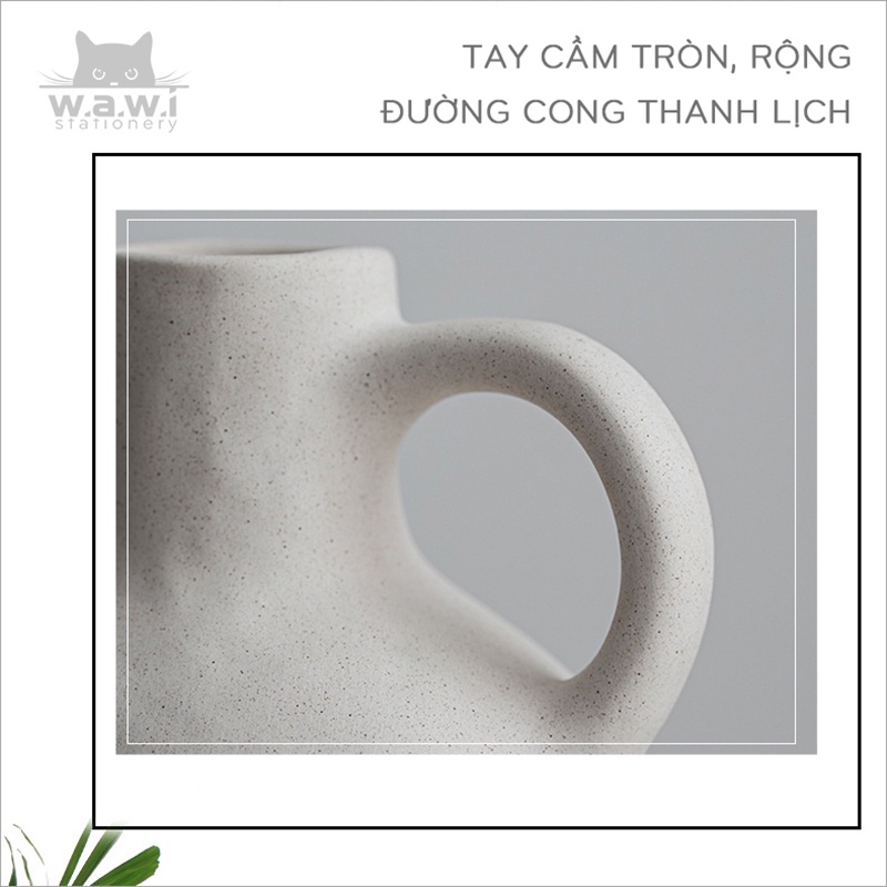 Bình hoa gốm thô phương pháp thủ công, dáng cao, nghệ thuật tối giản trang trí nhà cửa