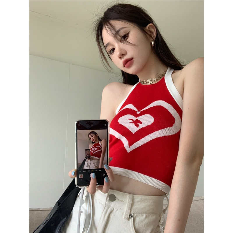HUANG YOYO Áo Dệt Kim Hai Dây Dáng Ngắn Thời Trang Hàn Quốc Quyến Rũ Dành Cho Nữ