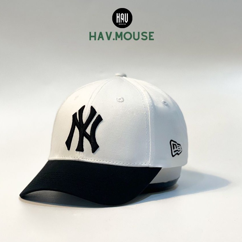 Nón lưỡi trai Trắng Đen logo thêu chữ NY dành cho mọi lứa tuổi Free size