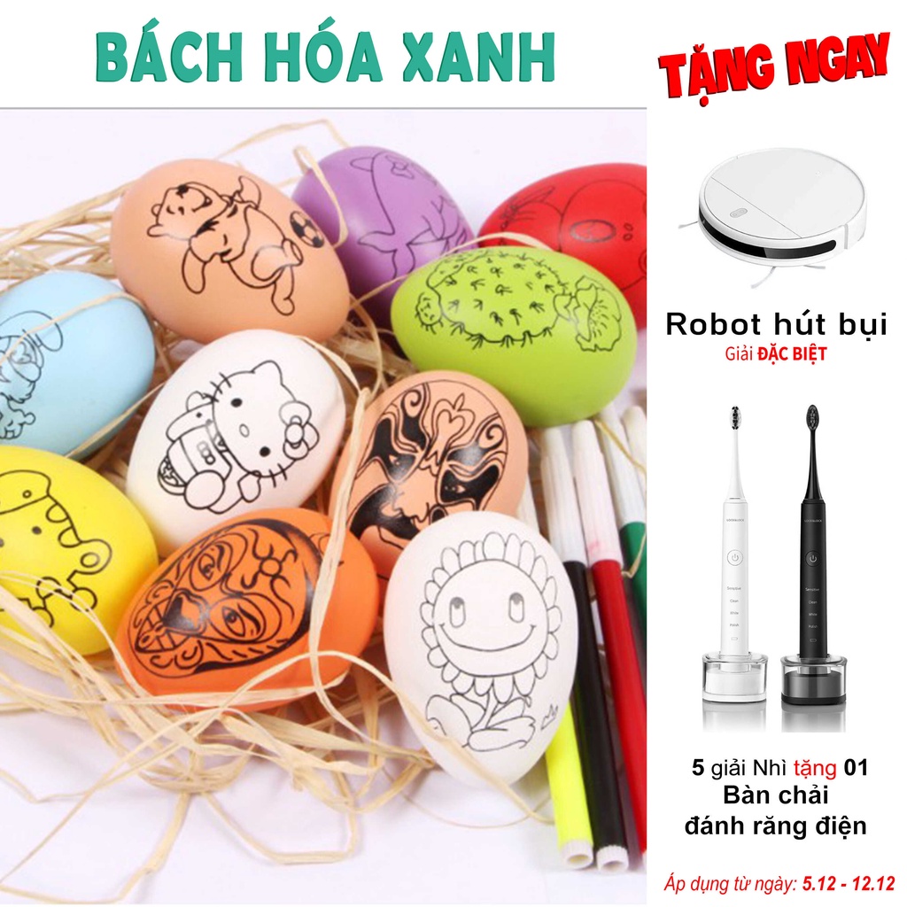 Tranh Trứng Tô Màu Cho Bé Hình Hoạt Hình Dễ Thương - Tặng Kèm 4 Bút Tập Tô Cho Bé - Bách Hóa Xanh