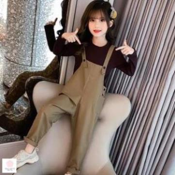 [CÓ SẴN] Thời trang bé gái 10 tuổi (3 - 12 tuổi)☑️ Set Quần Yếm Và Áo Tay Dài Xinh Xắn Cho Bé Gái☑️ 