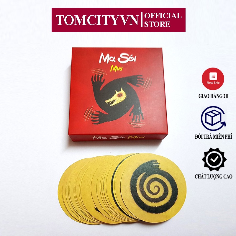 Thẻ bài ma sói mini TOMCITY 22 token nhân vật boardgame nhập vai nhiều người chơi