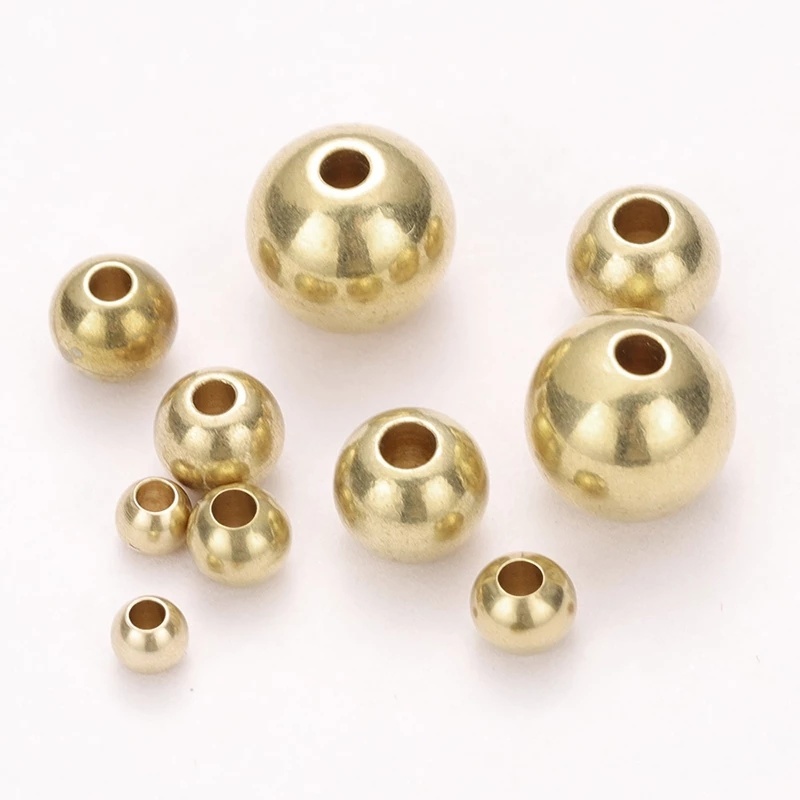 Phụ kiện hạt tròn bằng đồng thau tự nhiên dùng làm trang sức